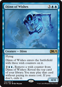Djinn of Wishes (Magic 2019 Core Set) Light Play Foil