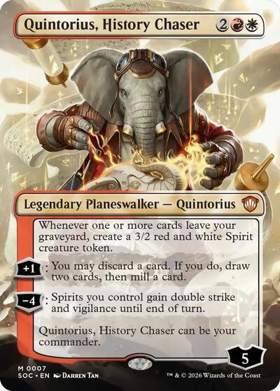 Quintorius, History Chaser (Borderless) (Commander: Secrets of Strixhaven) Light Play