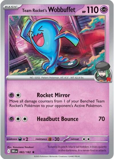 Team Rocket's Wobbuffet (SV10: Destined Rivals) Light Play Reverse Holofoil