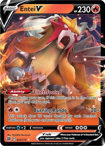 Entei V (SWSH09: Brilliant Stars) Heavy Play Holofoil