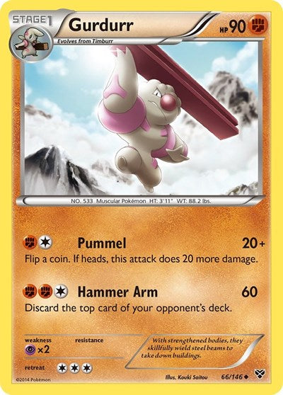 Gurdurr (XY Base Set) Damaged / Poor Reverse Holofoil