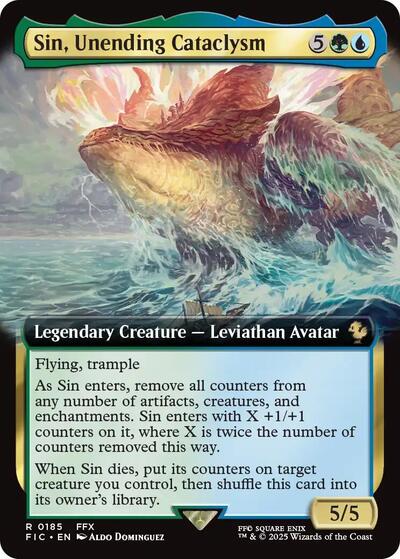 Sin, Unending Cataclysm (Extended Art) (Commander: FINAL FANTASY) Light Play