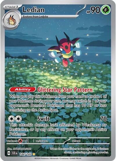 Ledian - 144 (SV07: Stellar Crown) Light Play Holofoil