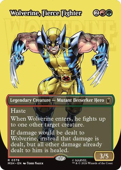 Wolverine, Fierce Fighter (Borderless) (Marvel Super Heroes) Light Play Foil