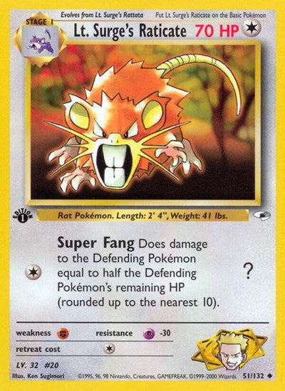 Lt. Surge's Raticate (Gym Heroes) Heavy Play Unlimited