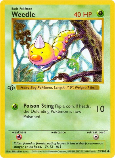 Weedle (Base Set (Shadowless)) Near Mint 1st Edition