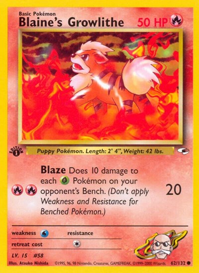 Blaine's Growlithe (62) (Gym Heroes) Light Play Unlimited