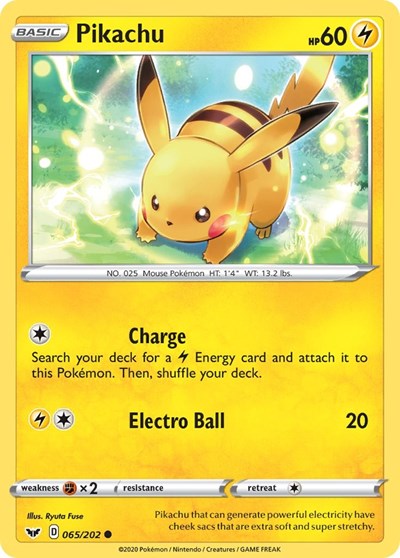Pikachu (SWSH01: Sword & Shield Base Set) Light Play Reverse Holofoil