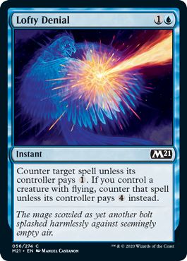 Lofty Denial (Magic 2021 Core Set) Light Play Foil