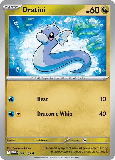Dratini (Scarlet and Violet: 151) Light Play Reverse Holofoil