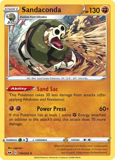 Sandaconda (110) (SWSH01: Sword & Shield Base Set) Light Play Reverse Holofoil