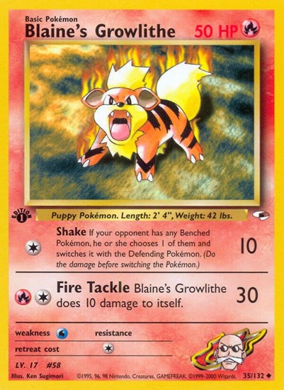 Blaine's Growlithe (35) (Gym Heroes) Medium Play Unlimited