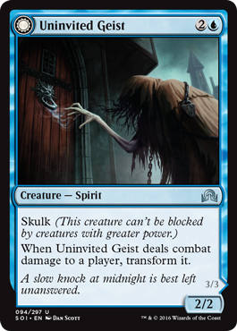 Uninvited Geist (Unimpeded Trespasser) (Shadows Over Innistrad) Light Play