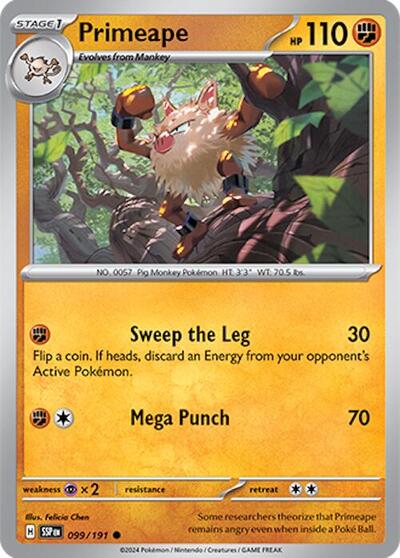 Primeape (SV08: Surging Sparks) Light Play Reverse Holofoil