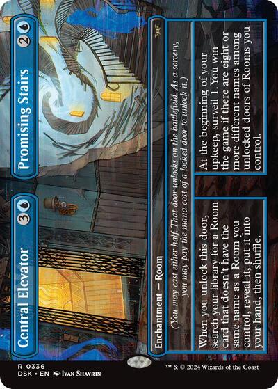 Central Elevator / Promising Stairs (Borderless) (Duskmourn: House of Horror) Light Play