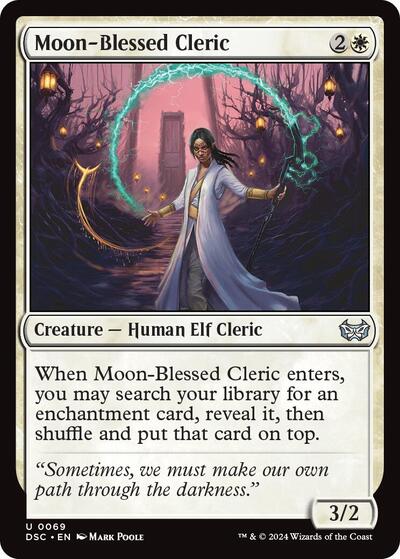 Moon-Blessed Cleric (Commander: Duskmourn: House of Horror) Light Play