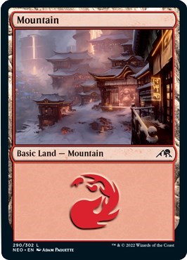 Mountain (290) (Kamigawa: Neon Dynasty) Light Play