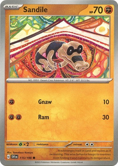 Sandile - 115 (Scarlet and Violet: Base Set) Light Play Reverse Holofoil