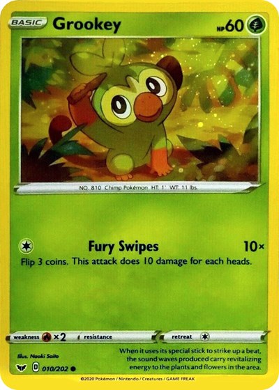 Grookey - 010/202 (Cosmos Holo) (Blister Exclusives) Light Play Holofoil