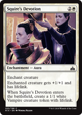 Squire's Devotion (Rivals of Ixalan) Light Play Foil