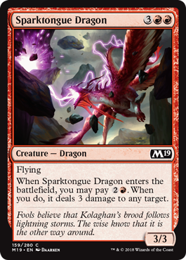 Sparktongue Dragon (Magic 2019 Core Set) Light Play
