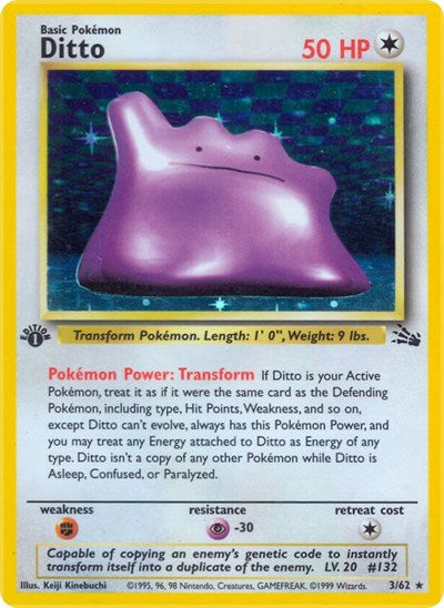 Ditto (3) (Fossil) Damaged / Poor Holofoil Unlimited