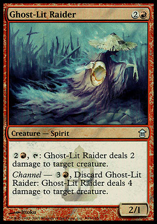 Ghost-Lit Raider (Saviors of Kamigawa) Light Play Foil