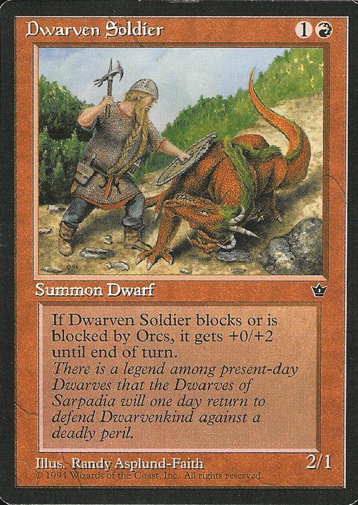 Dwarven Soldier (Asplund-Faith) (Fallen Empires) Light Play