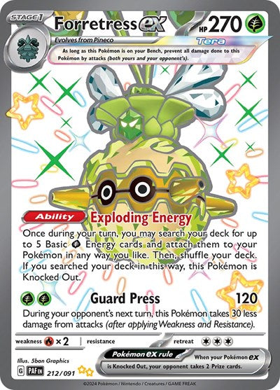 Forretress ex - 212 (SV: Paldean Fates) Light Play Holofoil