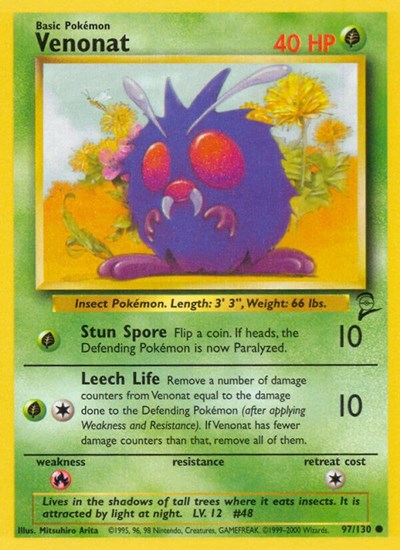 Venonat (Base Set 2) Medium Play