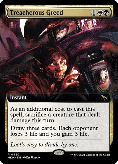 Treacherous Greed (Extended Art) (Murders at Karlov Manor) Light Play Foil