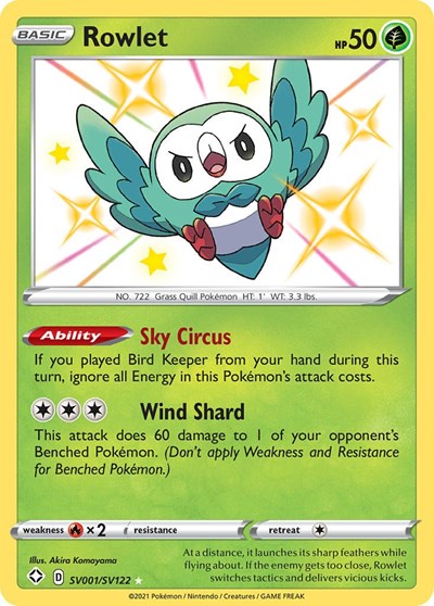 Rowlet (Shining Fates: Shiny Vault) Light Play Holofoil