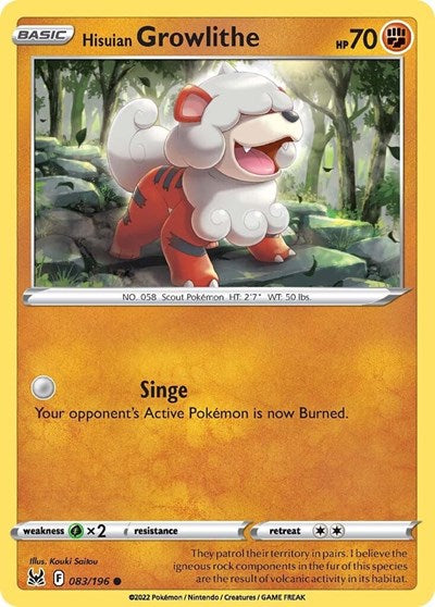 Hisuian Growlithe (SWSH11: Lost Origin) Damaged / Poor
