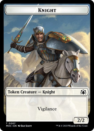 Knight (7) / Spirit (14) Double-sided Token (Commander: March of the Machine) Light Play