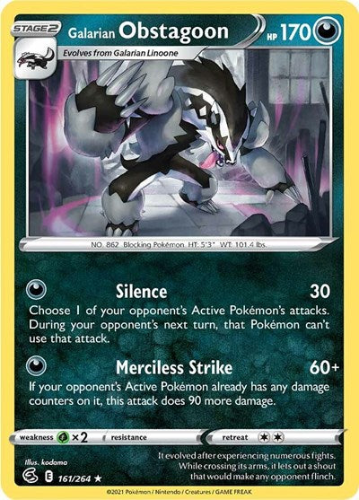 Galarian Obstagoon (SWSH08: Fusion Strike) Light Play Holofoil