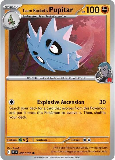Team Rocket's Pupitar (SV10: Destined Rivals) Light Play Reverse Holofoil