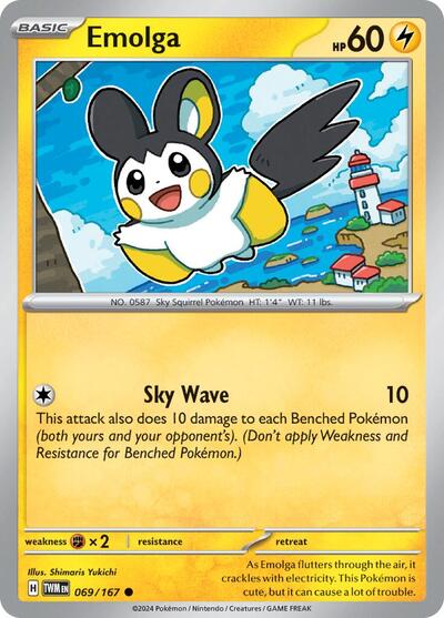 Emolga (SV06: Twilight Masquerade) Light Play Reverse Holofoil