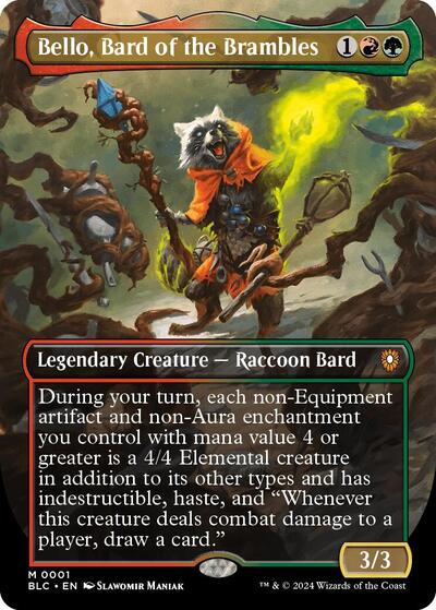 Bello, Bard of the Brambles (Borderless) (Commander: Bloomburrow) Light Play Foil
