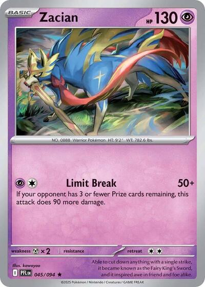 Zacian - 045 (ME02: Phantasmal Flames) Light Play Holofoil
