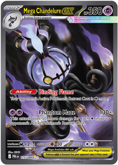 Mega Chandelure ex - 115 (ME05: Pitch Black) Near Mint Holofoil