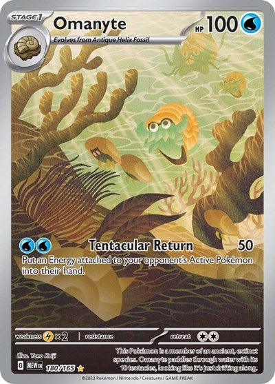 Omanyte - 180 (Scarlet and Violet: 151) Light Play Holofoil