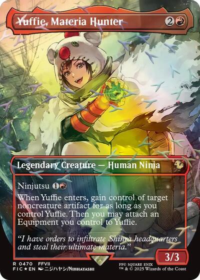 Yuffie, Materia Hunter (Borderless) (Chocobo Track Foil) (Commander: FINAL FANTASY) Light Play Foil