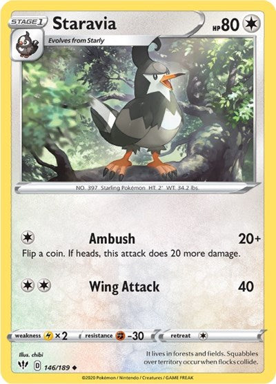 Staravia (SWSH03: Darkness Ablaze) Light Play Reverse Holofoil