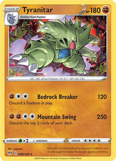 Tyranitar (SWSH03: Darkness Ablaze) Light Play Holofoil