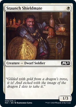 Staunch Shieldmate (Magic 2021 Core Set) Light Play Foil