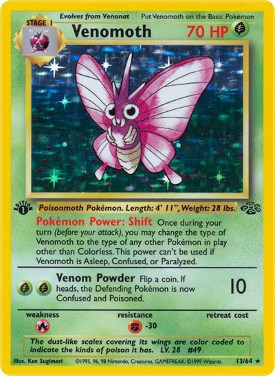 Venomoth (13) (Jungle) Damaged / Poor Holofoil 1st Edition