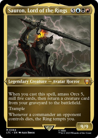 Sauron, Lord of the Rings (Display Commander) - Thick Stock (Commander: The Lord of the Rings: Tales of Middle-earth) Light Play Foil