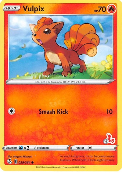Vulpix - 029/264 ( 18 Cinderace Stamped) (Battle Academy 2022) Light Play