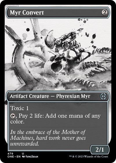 Myr Convert (Showcase) (Step-and-Compleat Foil) (Phyrexia: All Will Be One) Light Play Foil