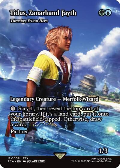 Tidus, Zanarkand Fayth - Thrasios, Triton Hero (Showcase) (Universes Beyond: FINAL FANTASY: Through the Ages) Light Play